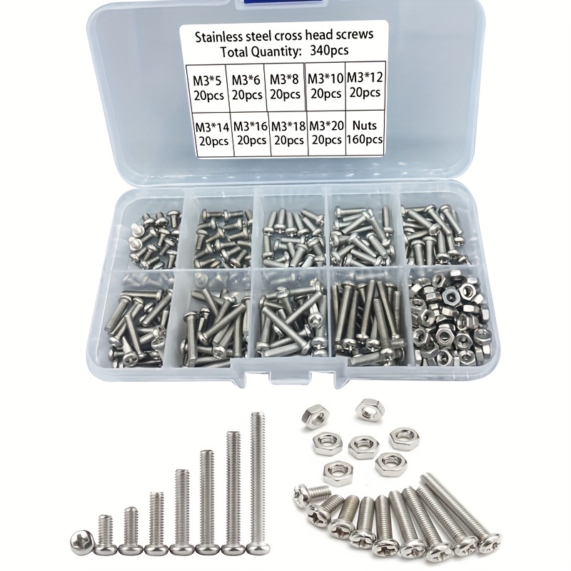 Nuts Mix - Juego de 340 Piezas de Tornillos