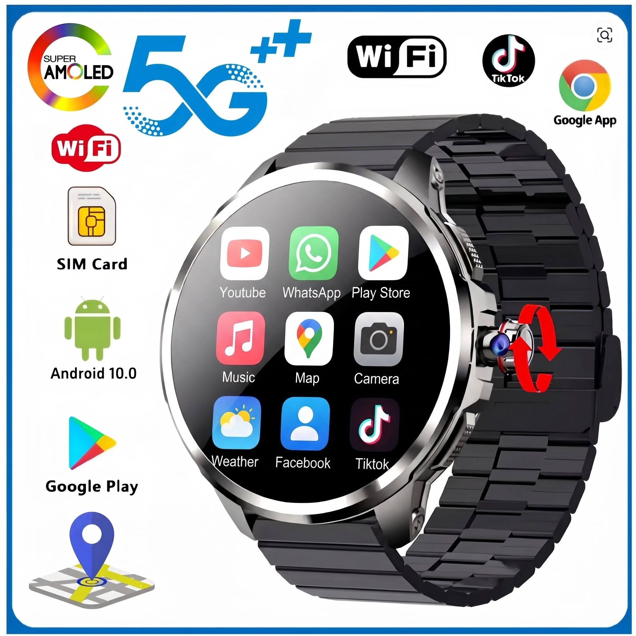 Seaweed Snack - Reloj inteligente con conectividad 5G/4G, pantalla